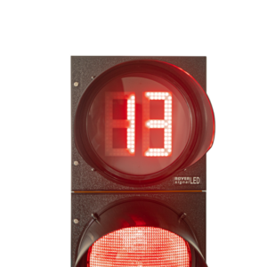 Eine Ziffernanzeige dient als Countdown oberhalb einer Verkehrsampel
