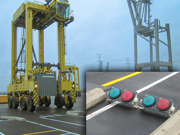 Ein Containerterminal ist mit Ampeln von ROYER Signaltechnik ausgestattet.