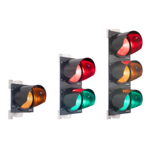 Eine Übersicht der Standard LED-Ampel LS200 für Verkehrsanwendungen mit unterschiedlicher Anzahl Lichtfeldern in gelb, rot/grün und rot/gelb/grün