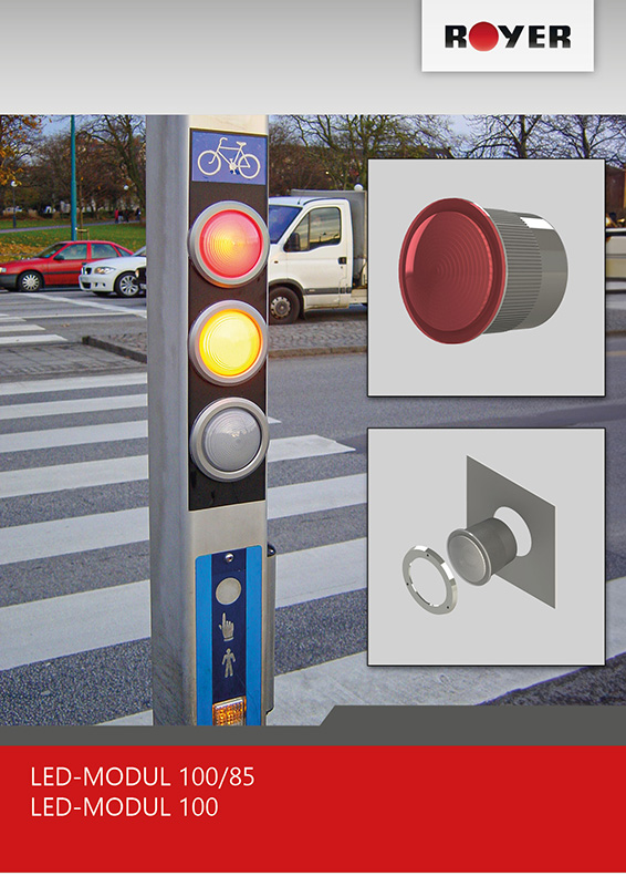 Deckblatt der Produktbroschüre für ROYER Signaltechnik LED-Module 100mm 85mm für Ampeln und Signalisierung