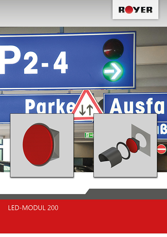 Deckblatt der Produktbroschüre für ROYER Signaltechnik 200 mm LED-Module für Ampeln und Fronten