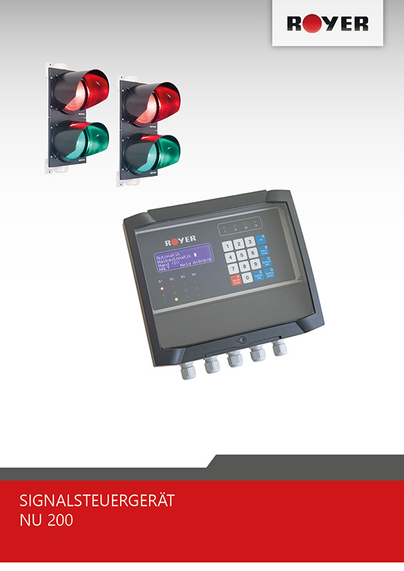 Deckblatt der Produktbroschüre für ROYER Signaltechnik Garagen-Signalsteuergerät NU200